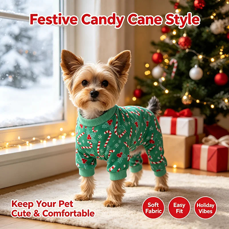 Green Candy Cane Dog Pajamas