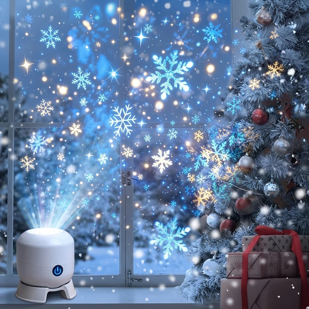 USB-C Holiday Projector — White Housing, Christmas or Snowflake