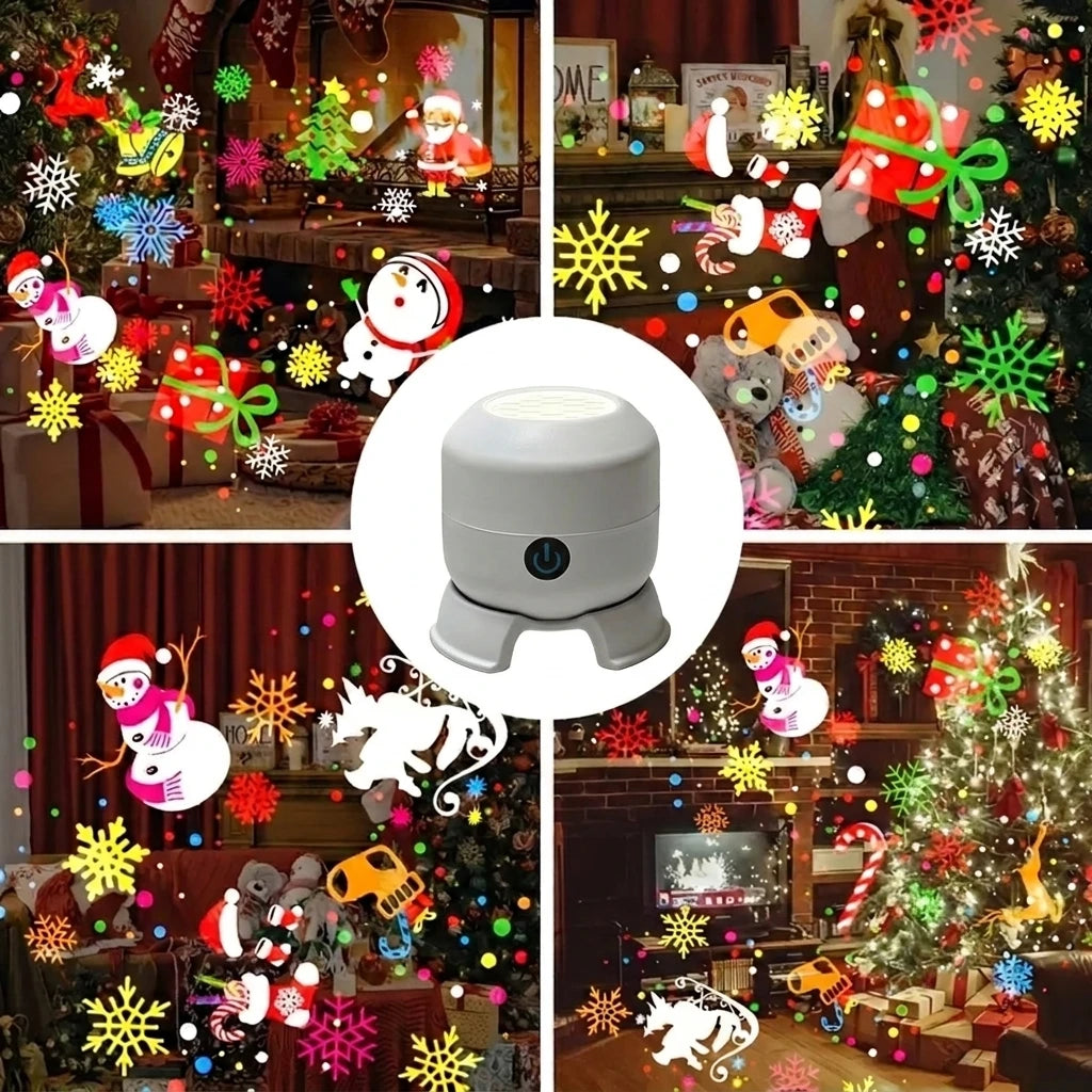 USB-C Holiday Projector — White Housing, Christmas or Snowflake