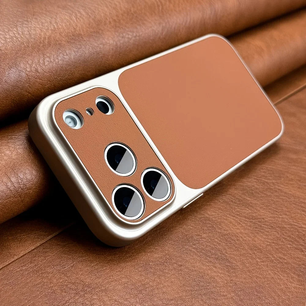 Retro PU Leather-Style iPhone Case – Slim Fit & Camera Surround