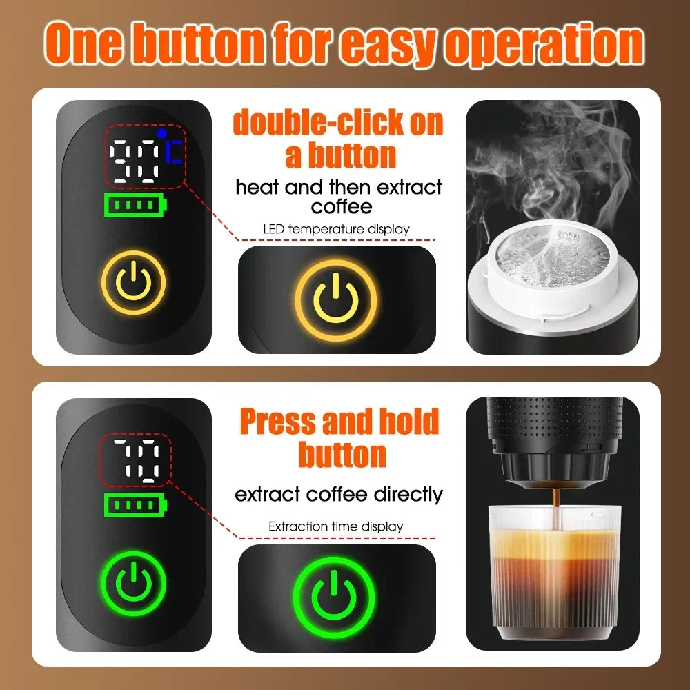 DENOKIN Portable Espresso Maker – Digital Display & 3-in-1 Brewing