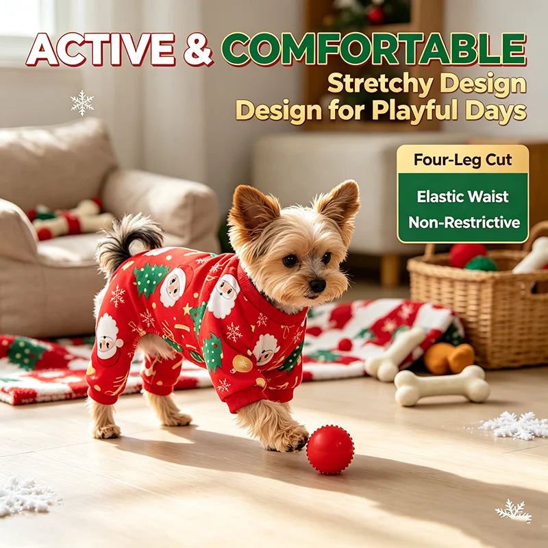 Snowman and Tree Print Dog Pajamas