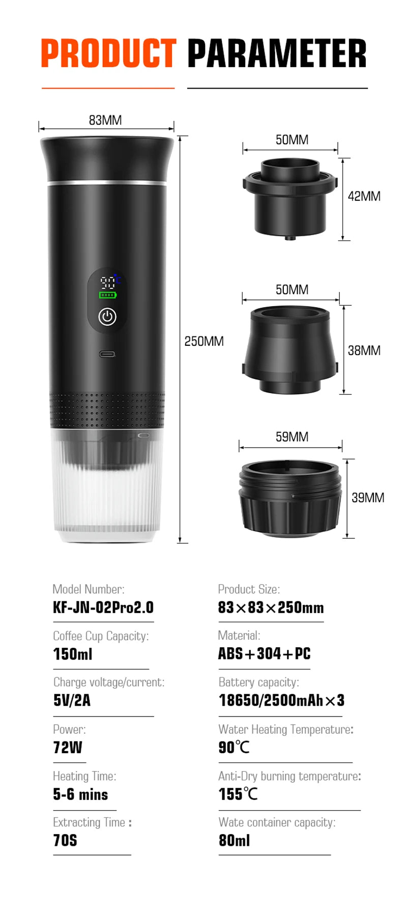 DENOKIN Portable Espresso Maker – Digital Display & 3-in-1 Brewing