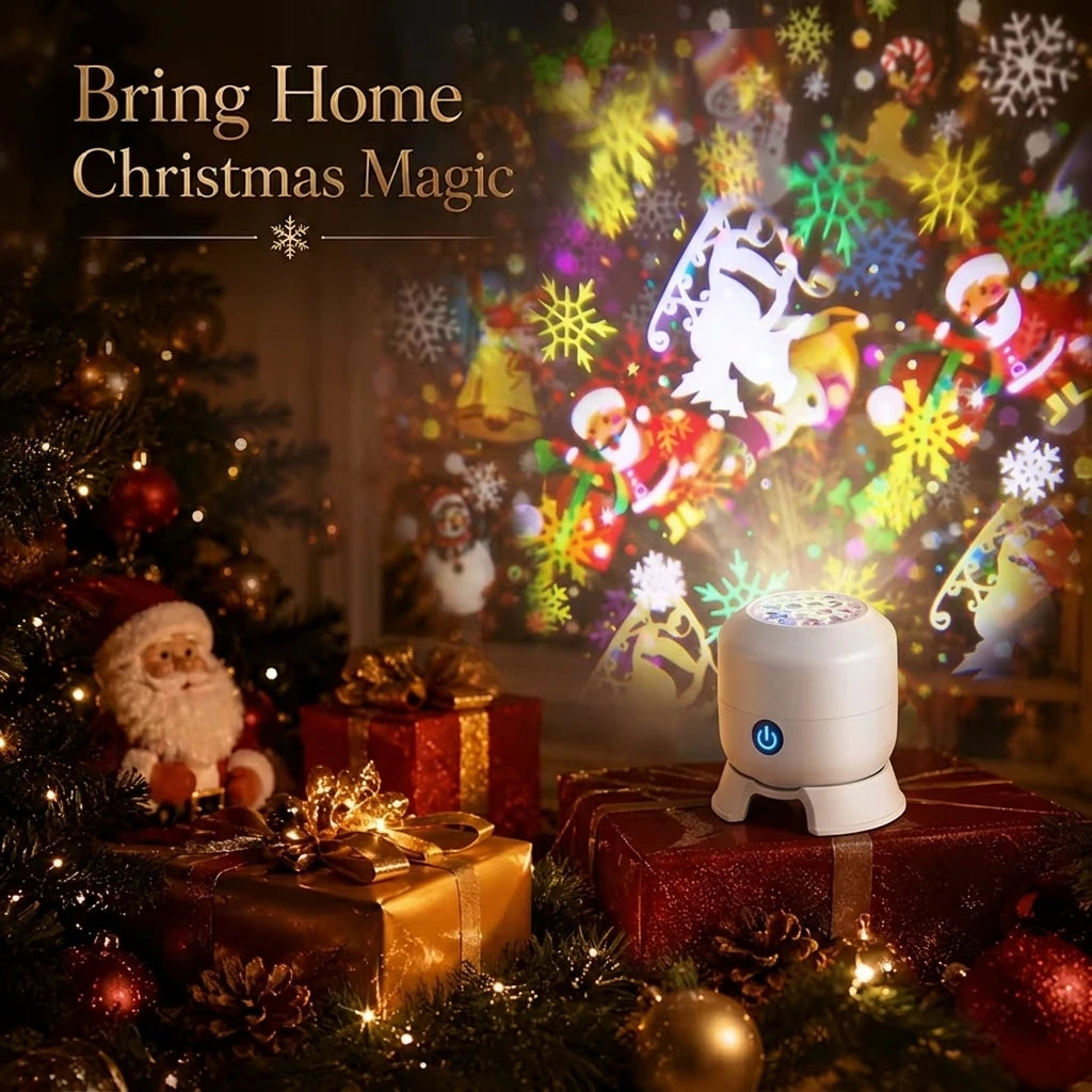 USB-C Holiday Projector — White Housing, Christmas or Snowflake
