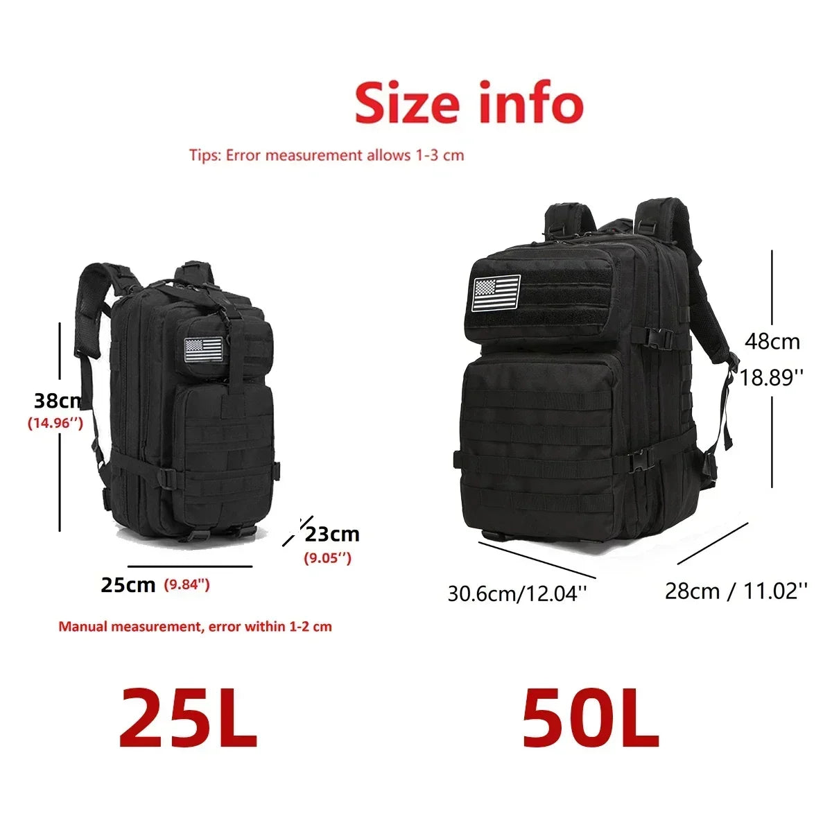 Thuram MOLLE Outdoor Backpack – 25L & 50L Options