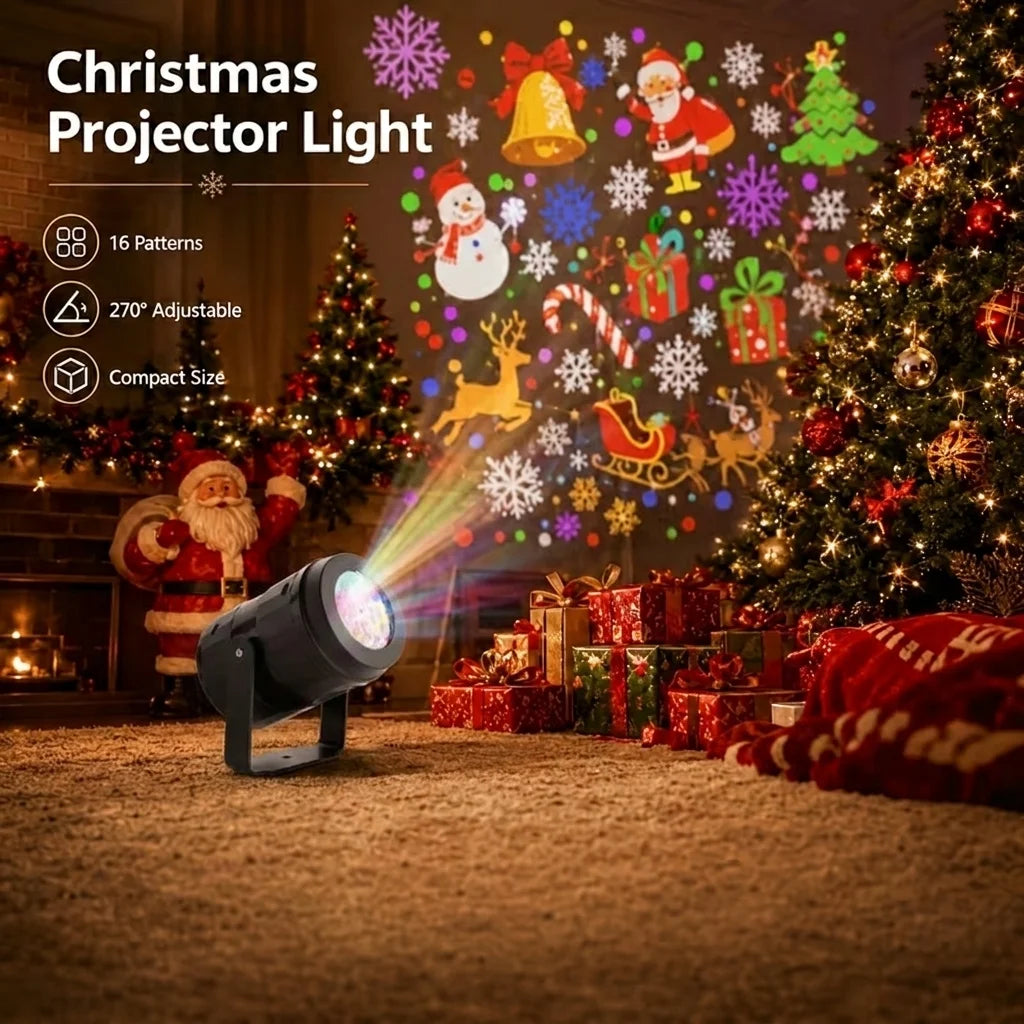 USB-C Holiday Projector — Black Housing, Christmas or Snowflake