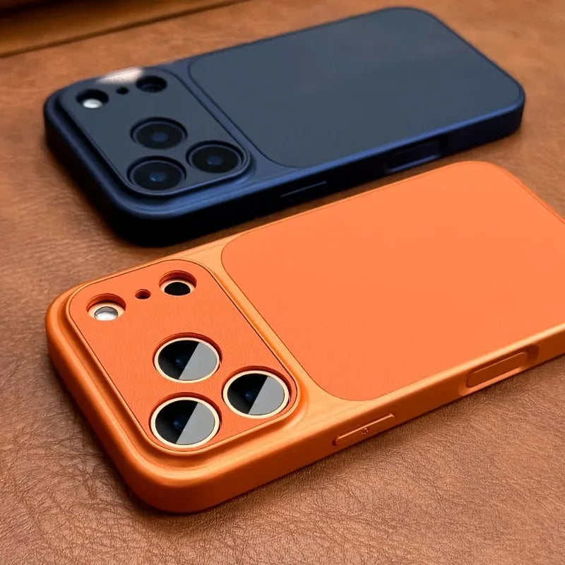 Retro PU Leather-Style iPhone Case – Slim Fit & Camera Surround