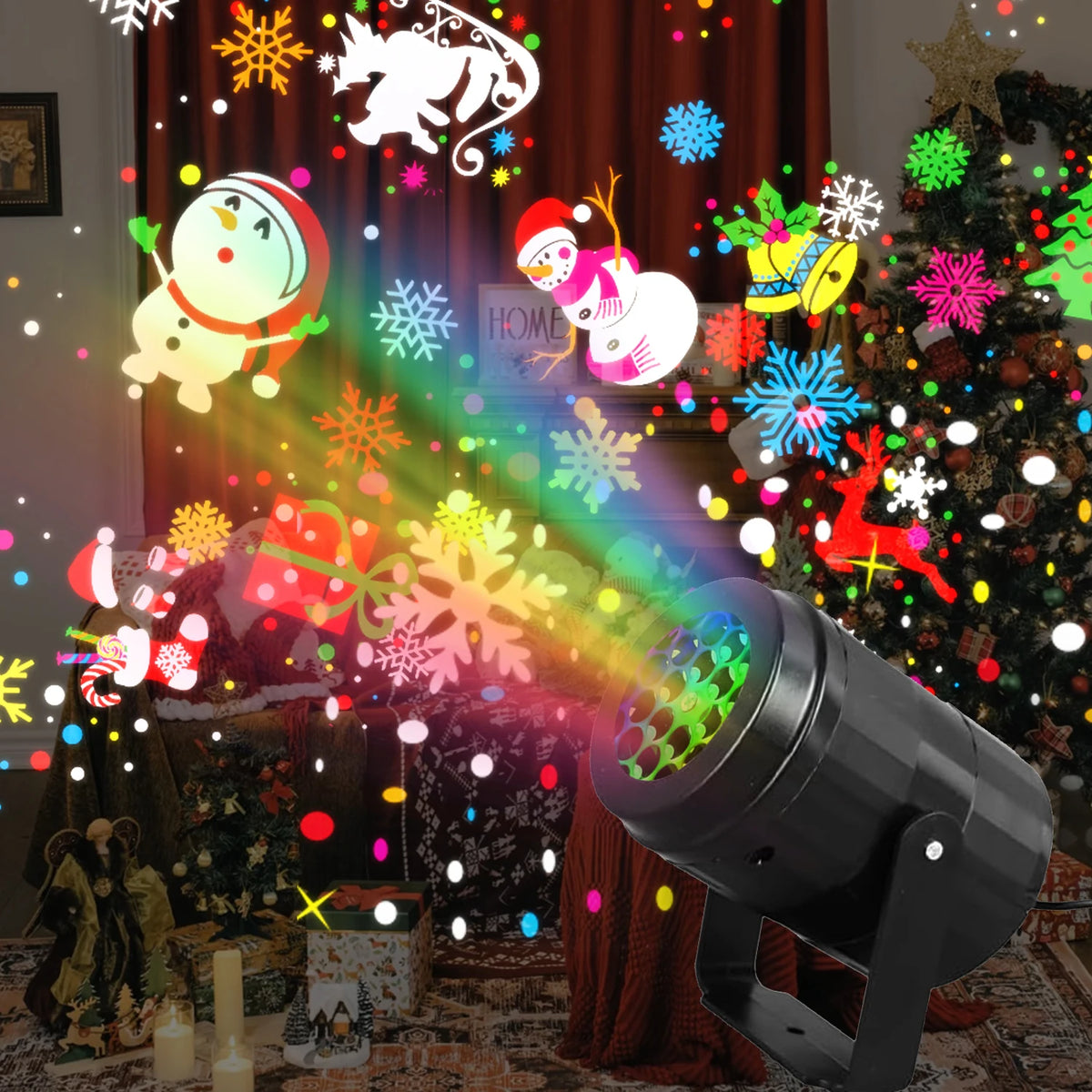 USB-C Holiday Projector — Black Housing, Christmas or Snowflake