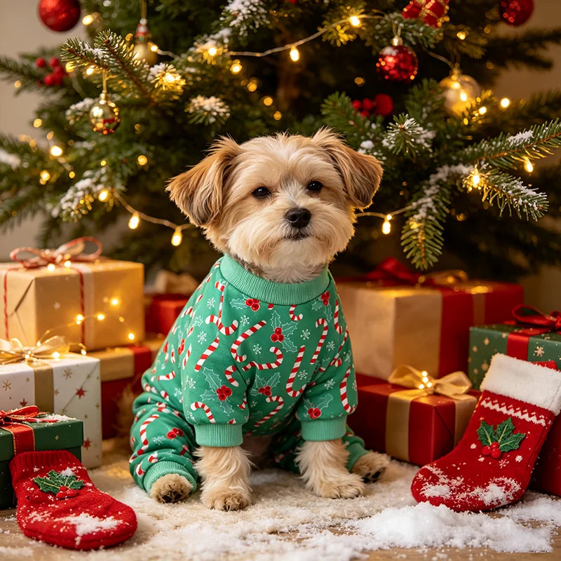 Green Candy Cane Dog Pajamas