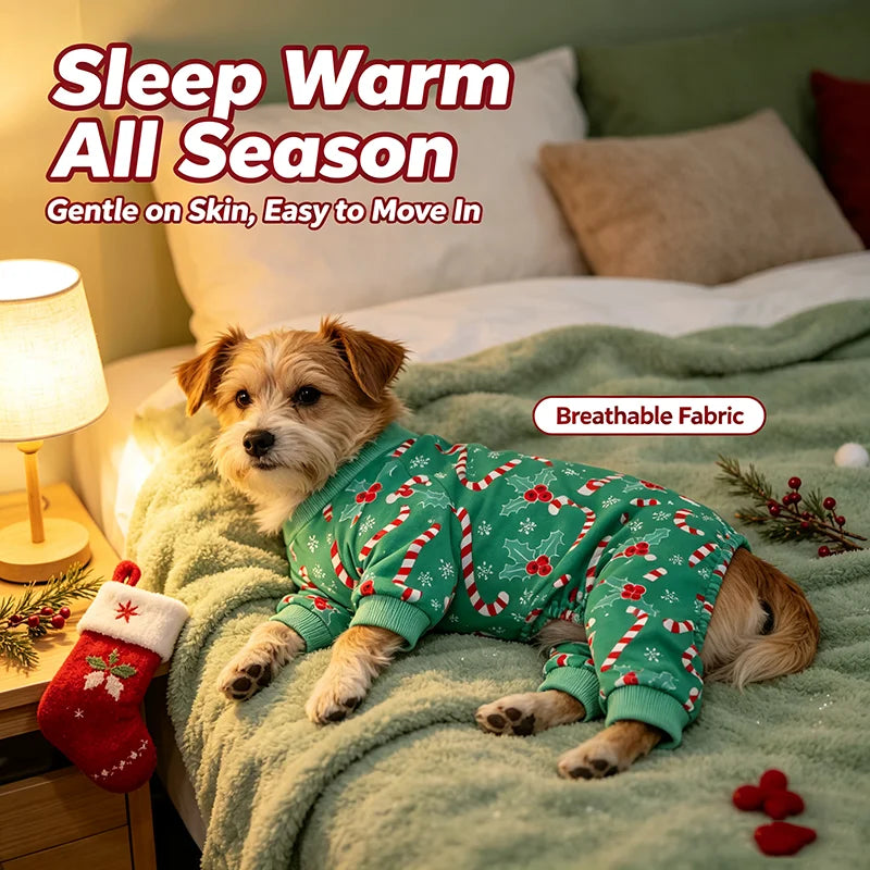 Green Candy Cane Dog Pajamas