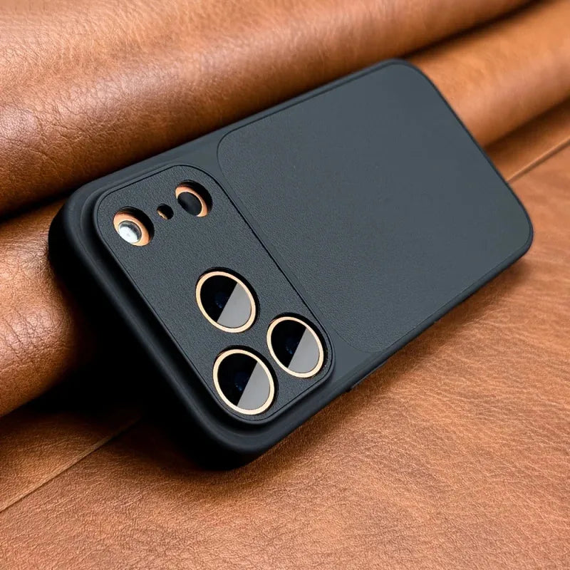 Retro PU Leather-Style iPhone Case – Slim Fit & Camera Surround