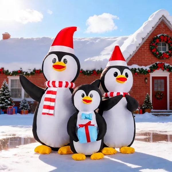 Inflatable penguin family Christmas yard decoration - image 2