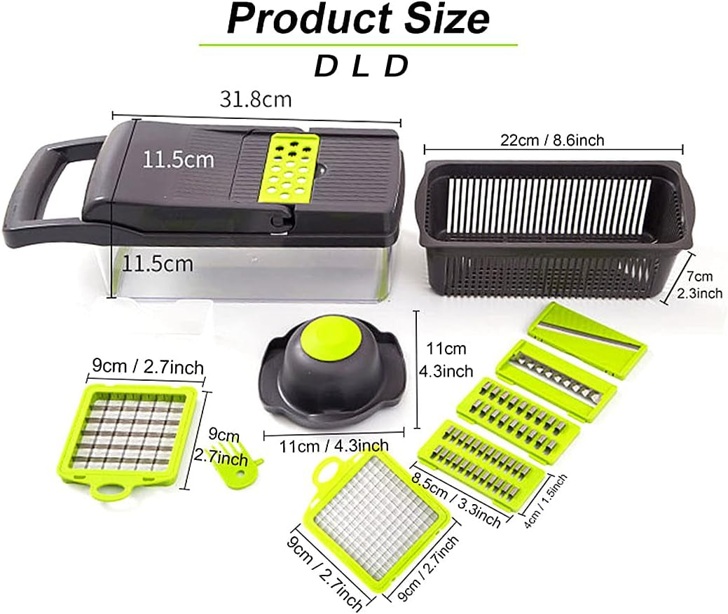11 in 1 Multi-Function Vegetable and Fruit Chopper Kitchen Multi-Function Diced Vegetable Artifact Potato Shredded Grater Grater Household Potato Chip Sliced Grater