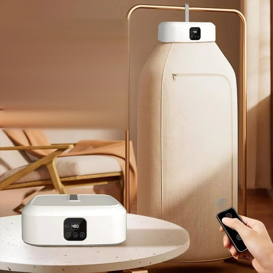 Portable clothes dryer in a living room